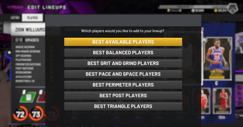 NBA 2K20 MyTeam Choose highest rating