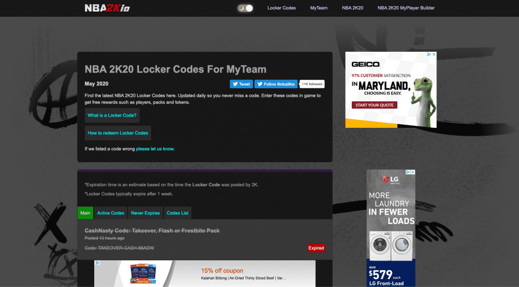 free locker codes website in NBA 2K20 