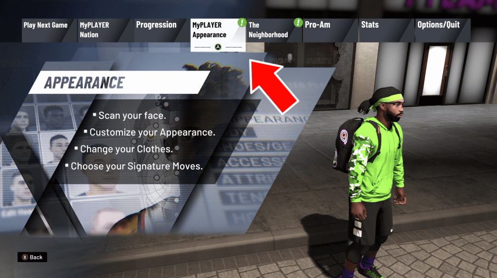 MyPlayer accessories option menu