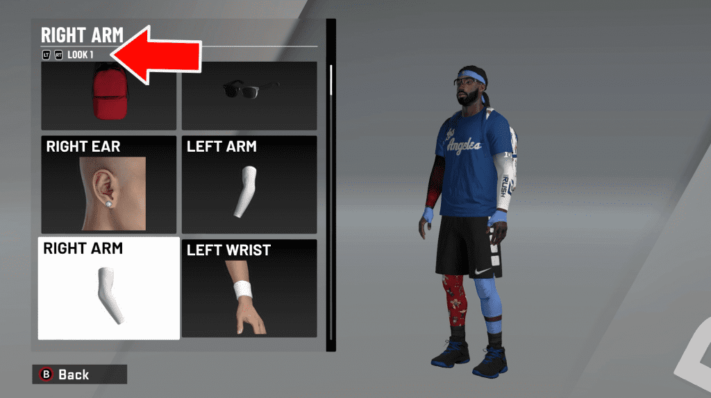 MyPlayer accessories look 1 and look 2 option in NBA 2K20 