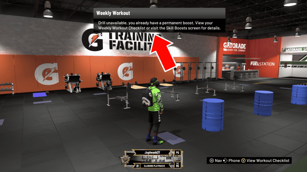GYM RAT BADGE weekly workout message in NBA 2K20 