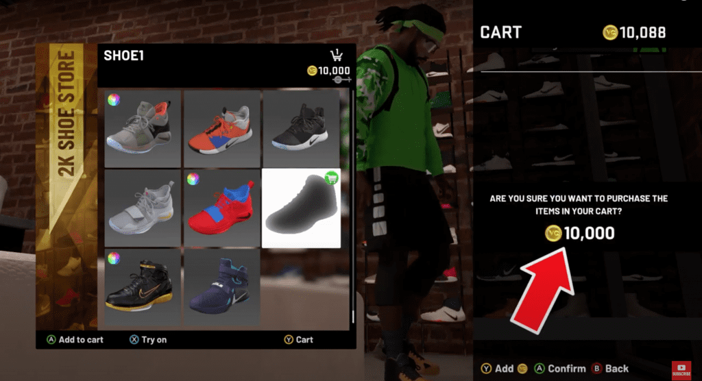 purchasing custom shoe with vc in NBA 2K20 