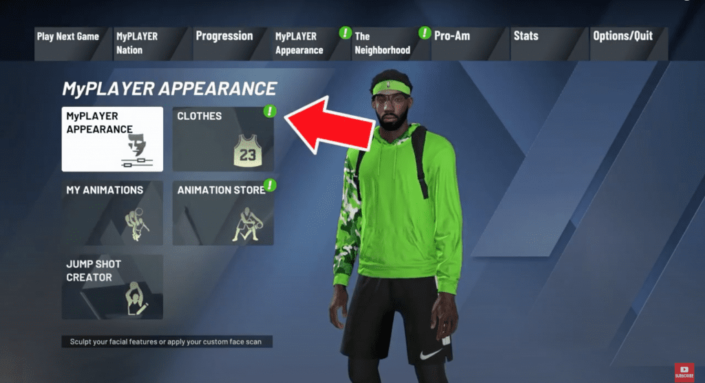 Clothes option in NBA 2K20 