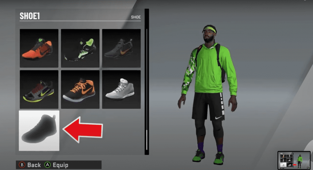 selecting custom shoe to wear in NBA 2K20 