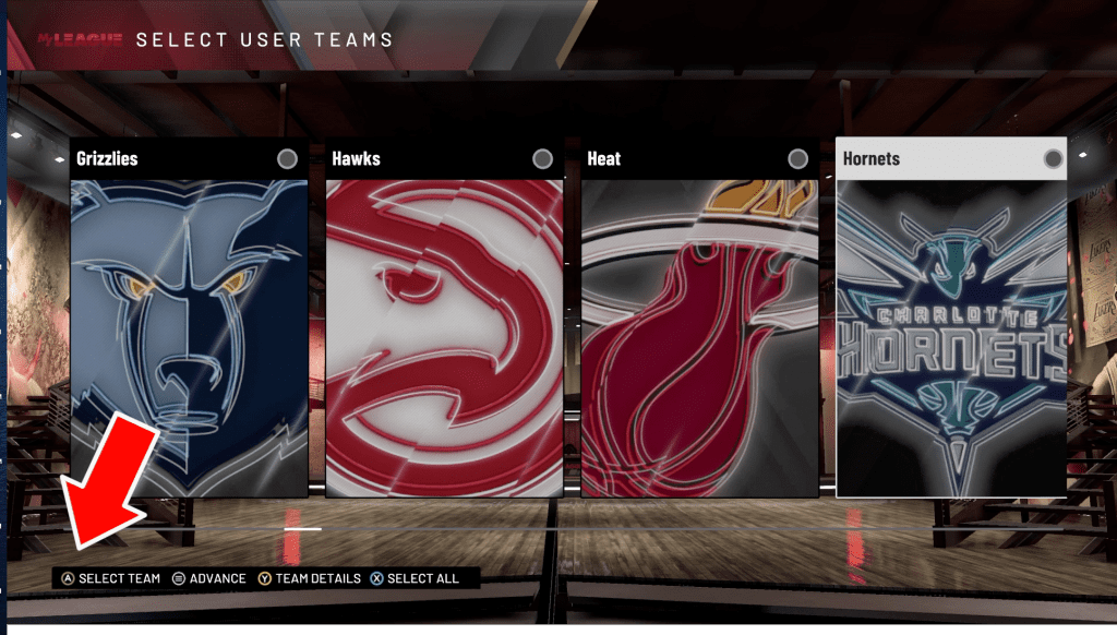 select a team options in NBA 2K20 MyLeague