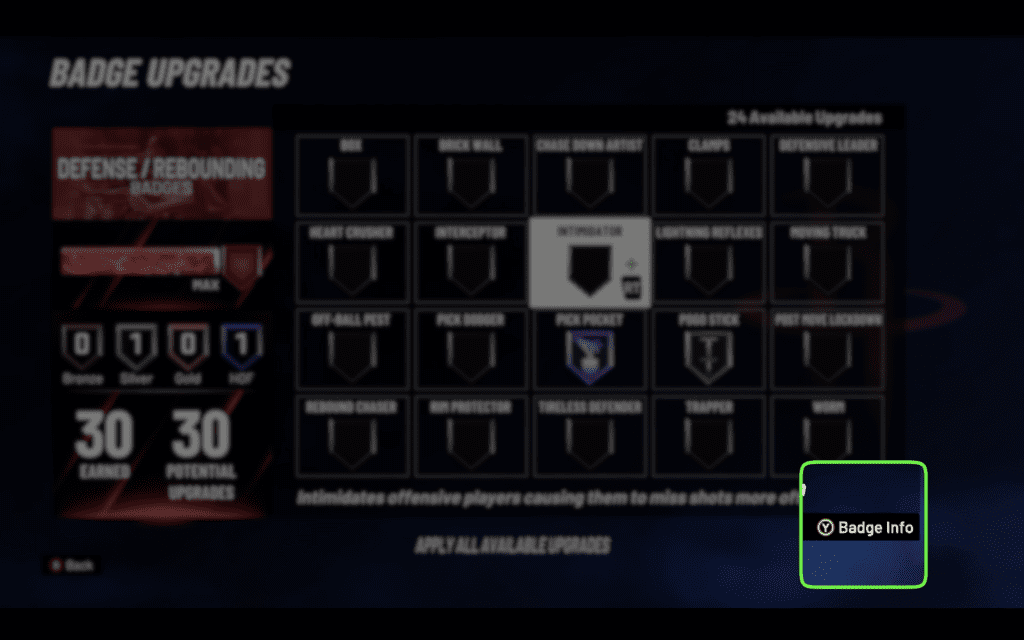NBA 2K21 Badge Information Sheet 
