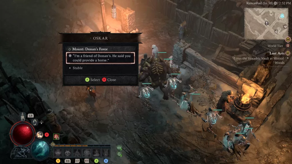 Diablo 4 showing how to get a horse -Donan's Favor quest